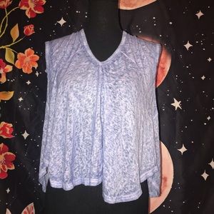 Blue slightly sheer blouse